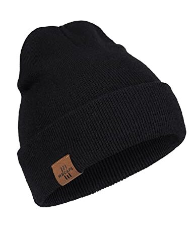 Winter Beanie Hats for Men and Women, Stretchy Daily Knit Hat,Gifts for Dad Mom Black