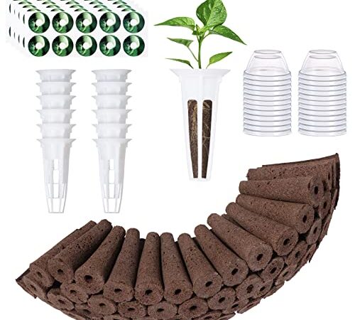 Yoocaa 136pcs Seed Pods Kit for Aerogarden, Hydroponic Grow Anything Kit with 50 Grow Sponges, 12 Grow Baskets, 50 Pod Labels, 24 Domes, Seed Starter Pod Replacement Root Growth Sponges for Idoo, LYKO