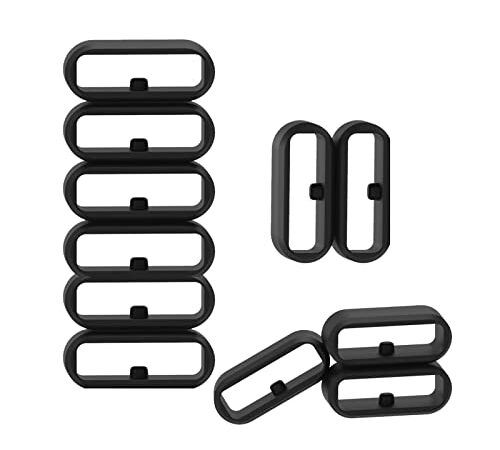 10-Pack Fastener Ring Replacement Secure Ring Band Keepers Compatible with Garmin Vivoactive 3/Vivoactive 3 Music/Venu/Vivomove/Vivomove 3 Bands(20mm-black) (20mm-black-oval)