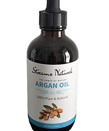 Argan Oil- Pure, Cold pressed, Hexane Free- 4Oz (118ml) by Streams Natural- Excellent Moisturizer For Skin, Hair, Nails, Aromatherapy. Moroccan Argan Carrier Oil