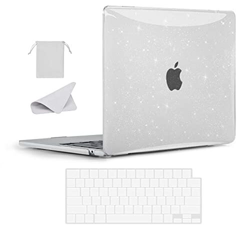 BlueSwan Compatible for 2022 M2 MacBook Air 13 inch Case Model A2681, 13.6" Liquid Retina Display MacBook Air 4in1 Protection Hard Shell Case Set, Glitter Clear