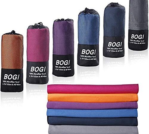 BOGI Microfiber Travel Sports Towel-Quick Dry Towel, Soft Lightweight Microfiber Camping Towel Absorbent Compact Travel Towel for Camping Gym Beach Bath Yoga Swimming Backpacking (M:40''x20''-Blue)