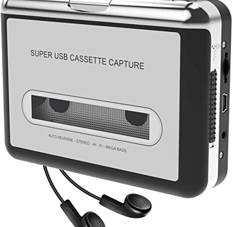 Cassette Player-Cassette Tape to MP3 CD Converter Via USB,Portable Cassette Tape Converter Captures MP3 Audio Music,Convert Walkman Tape Cassette to MP3 Format, Compatible with Laptop and PC