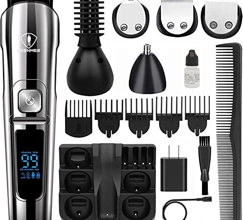 Ceenwes Beard Trimmer Hair Clippers Professional Mens Grooming Kit Cordless Waterproof Nose Trimmer Body Gifts for Men…