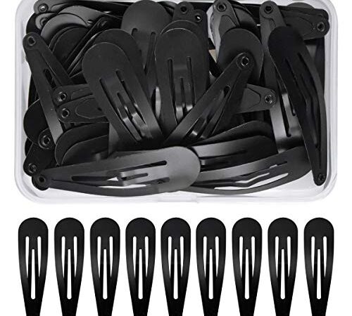 Doryum 50PCS Black Snap Hair Clips, 5CM Girls Hair Clips Metal, Hair Clips Slides, Beauty Hair Accessory, Girls Snap Hair Clips Metal BB Barrettes, Hairpins, Hair Barrettes for Kids Girls Women