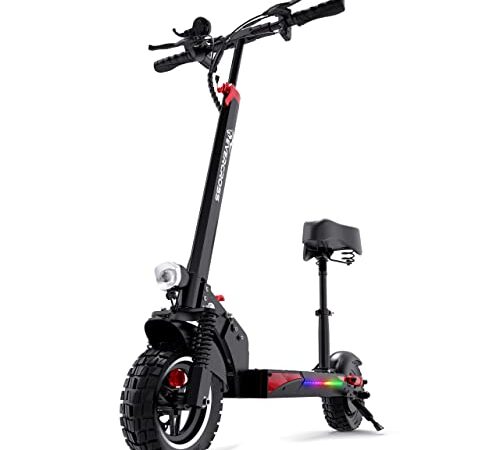 EVERCROSS H5 Electric Scooter, Electric Scooter for Adults with 800W Motor, Up to 28MPH & 25 Miles-10'' Solid Tires, Scooter for Adults with Seat & Dual Braking, Folding Electric Scooter for Adults