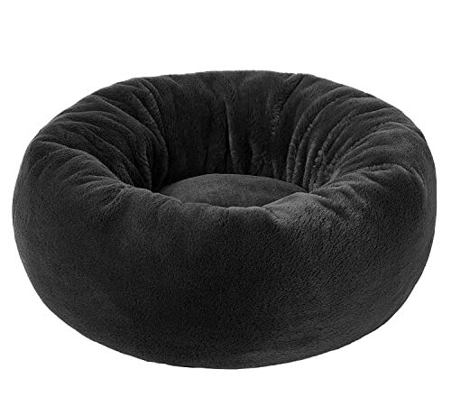 EXQ Home Cat Bed Cat Beds for Indoor Cats Marshmallow Cat Bed, 24 inch Black Calming Bed for Cats or Small Dogs,Fluffy Cat Bed Puppy Bed Kitten Beds Anti-Slip & Water-Resistant Bottom