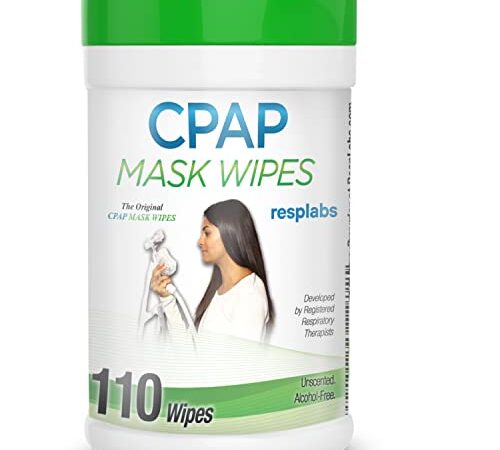 resplabs CPAP Mask Cleaning Wipes - Unscented, Alcohol-free Cleaner for All Masks, Cushions, Supplies - 110 Wipe Pack