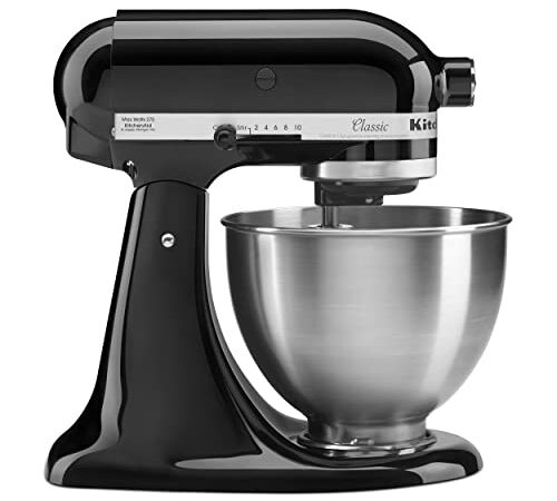 KitchenAid K45SSOB Classic 4.5 Quart Stand Mixer, Onyx Black, 250watts