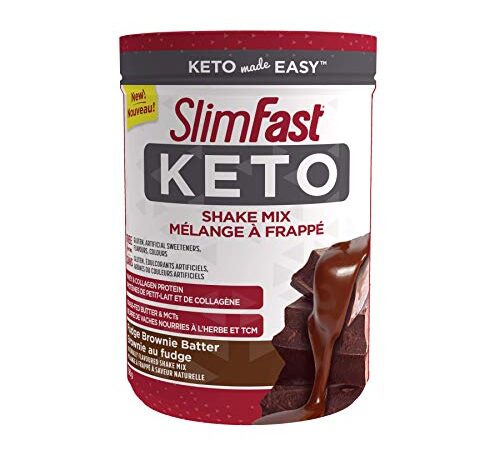 Slim-Fast KETO Shake Mix with Whey & Collagen Protein, Fudge Brownie Batter Flavour, 390 Grams