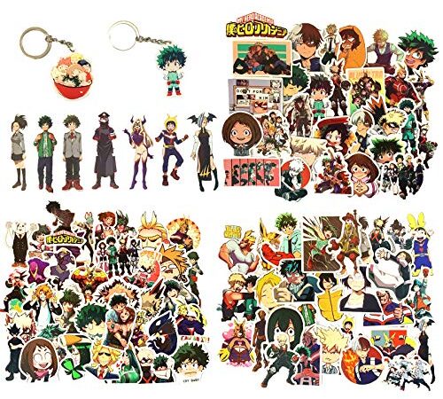 100PCS My Hero Academia Stickers and 2PCS My Hero Academia Keychains, My Hero Academia Anime Stickers for Water Bottle,PC
