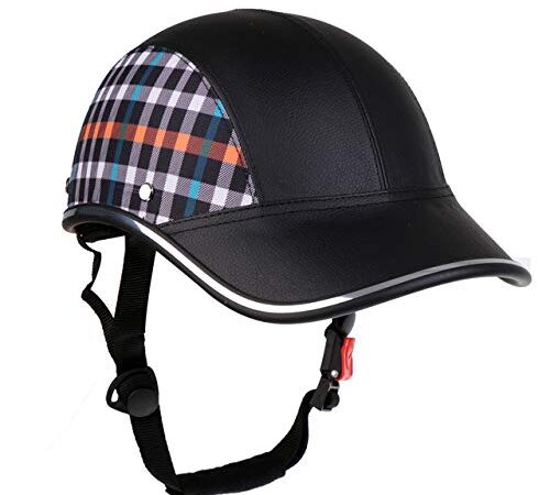 Adjustable Bike Cycling Helmet Baseball Cap Anti UV Safety Bicycle Helmet Men Women Road Bike Helmet for Outdoor MTB Skating (Black Grid)