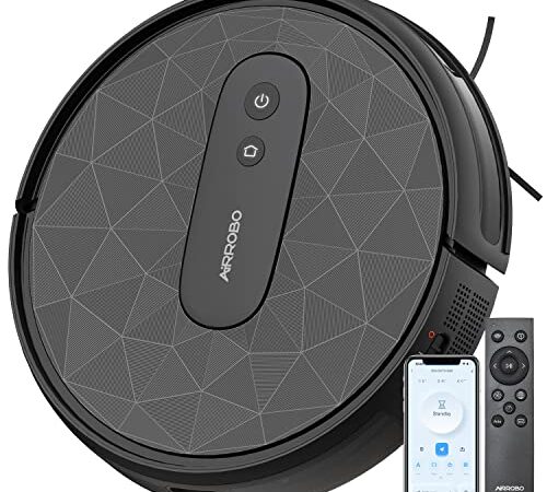 AIRROBO P20 Robot Vacuum Cleaner with 2800 Pa Suction, Ideal for Pet Hair, Hard Floors, Low Pile Carpets, Self-Charging Robotic vacuums, 120 Mins Runtime, App Control, Quiet.