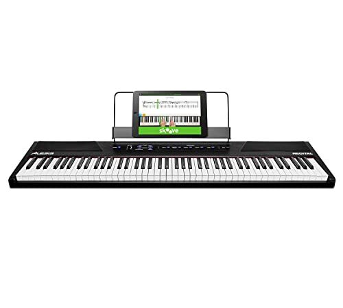 Alesis Recital – 88 Key Digital Electric Piano / Keyboard with Semi Weighted Keys, Power Supply, Built-In Speakers and 5 Premium Voices