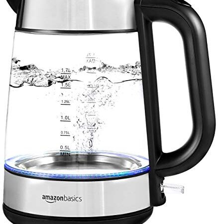 Amazon Basics Electric Glass and Steel Hot Tea Water Kettle - 1.7-Liter