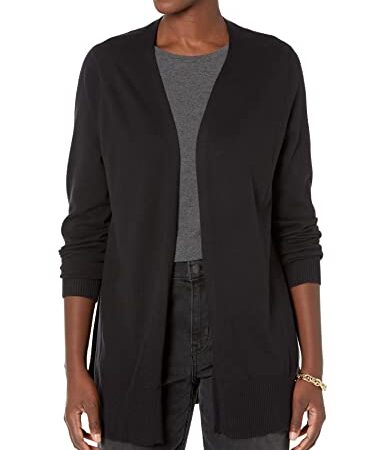 Amazon Essentials Women's Lightweight Open-Front Cardigan Sweater, Black, Large