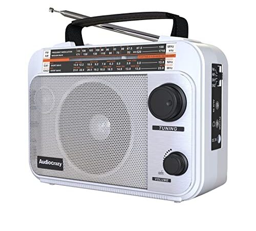 AM/FM/SW1/SW2 Radio Transistor Radio AC or Battery Operated with Best Reception Big Speaker and Precise Tuning Knob with AUX in & 3.5mm Earphone Jack