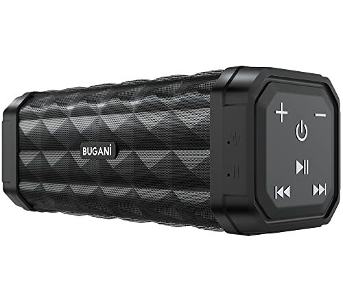 BUGANI Bluetooth Speakers - M99 Portable Bluetooth Speaker 5.0, 100ft Wireless Range, Louder Volume, Stereo Sound, Amazing Bass, IPX5, Built-in Mic, Speaker for Home, Outdoors, and Travel