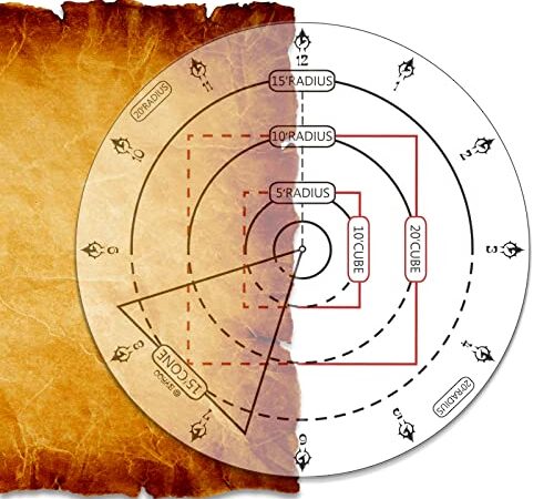 Byhoo Spell AOE Damage Marker D&D Area Effect Template - 1" Grid or Hex Tabletop Game Mat RPG Gaming Accessories for Dungeons and Dragons 5E Pathfinder and Other TTRPGs