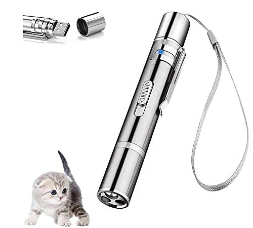 Cat Toys for Indoor Cats Kitten Pointer Toys, Cat Pointer Toy for Indoor Tease Cats Pointer Toy Playing Training Chaser Interactive Pet Dogs Indoor Cats Kitten Red Light Pointer Toys, Silver