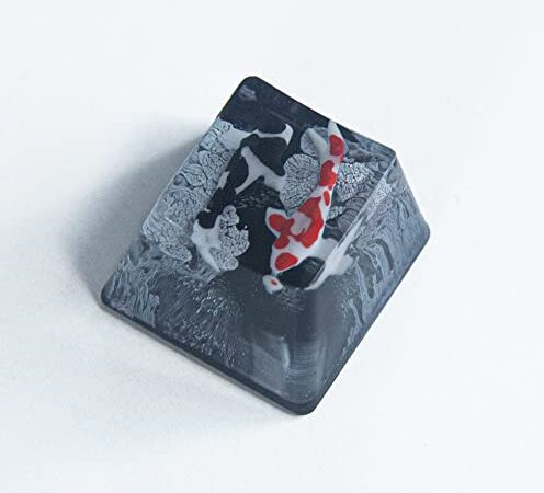 cho26key Gaming Keycaps for Cherry MX Switches(OEM R4) Hand Made Resin Key caps… (Black Koi（R4）)