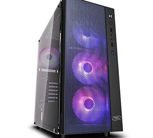 DEEPCOOL MATREXX 55 MESH ADD-RGB 4F PC case E-ATX Supported,Mesh Front Panel and4 A-RGB Fans Included 210mm Wide Tower Compartment,4mm Full Sized Tempered Glass