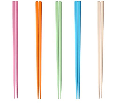 Fiberglass Chopsticks, 5 Pairs Reusable Japanese Chopsticks for Adults Alloy Chinese Chopstick Gift for Women Men Colorful Chop Sticks for Household and Restaurant
