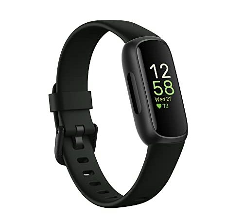 Fitbit Inspire 3 Health and Fitness Tracker with Stress Management, Workout Intensity, Sleep Tracking, 24/7 Heart Rate and More, Midnight Zen/black, One Size (S and L Bands Included)