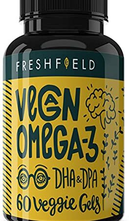 Freshfield Vegan Omega 3 DHA Supplement: Premium Algae Oil, 2 Month Supply, Plant Based, Sustainable, Premium and Mercury Free. Better Than Fish Oil! Supports Heart, Brain, Joint Health w/ DPA