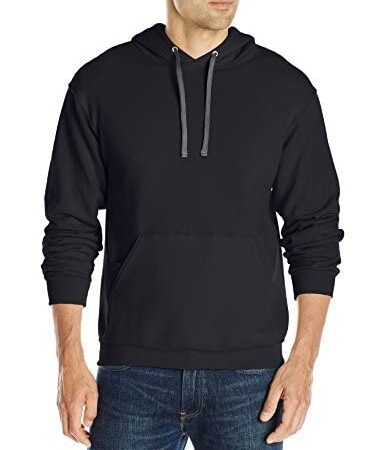 Fruit of the Loom Men's Hooded Sweatshirt, Black, Large