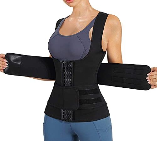 Gotoly Sweat Sauna Vest for Women Waist Trainer Corset Fitness Trimmer Belt Slimming Body Shaper Sport Girdle Cincher (Black, Small)