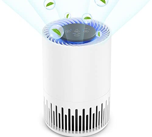 HEPA Air Purifier for Bedroom, Portable Air Cleaner with H13 HEPA Filter, 4 Fan Speeds, Low Noise, Sleep Mode, Night Light, Filter Replacement Reminder for Home Desktop Office(White)