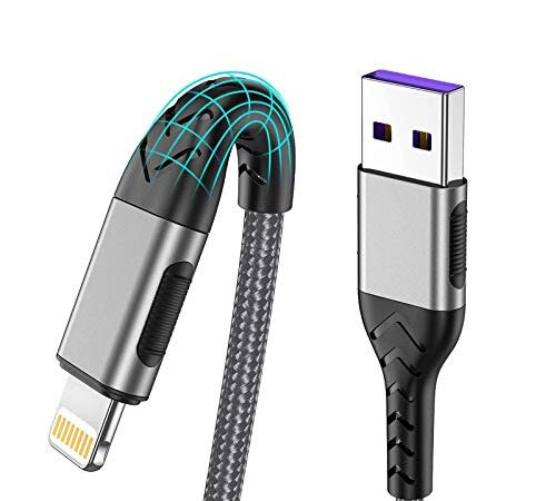 iPhone Charger, [MFi Certified] Durcord 3Pack 10FT USB A Cable for Long Lightning Charger Cable, Fast iPhone Charging Cord for iPhone Xs Max/XS/XR/X/8/7/6S/6/Plus/SE/iPad(Silver)