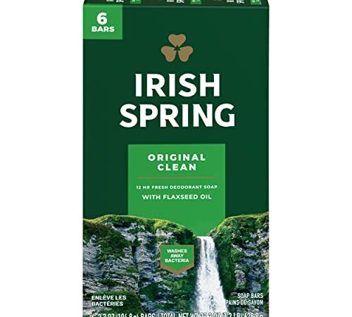 Irish Spring Original Clean Deodorant Bar Soap for Men, 6 Pack