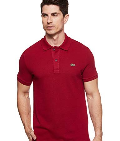 Lacoste Men's Classic Pique Slim Fit Short Sleeve Polo Shirt, Bordeaux, Large