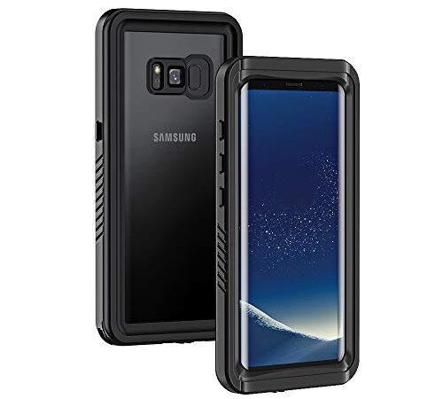 Lanhiem Galaxy S8+ Plus Case, IP68 Waterproof Dustproof Shockproof Case with Built-in Screen Protector, Full Body Sealed Underwater Protective Cover for Samsung Galaxy S8 Plus (Black)