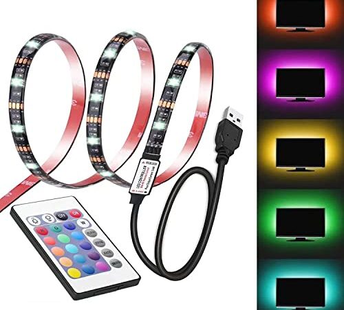 Led Strip Lights 6.56ft for 40-60in TV USB Backlight Kit with Remote, 16 Color 5050 Bias HDTV, for 40-60