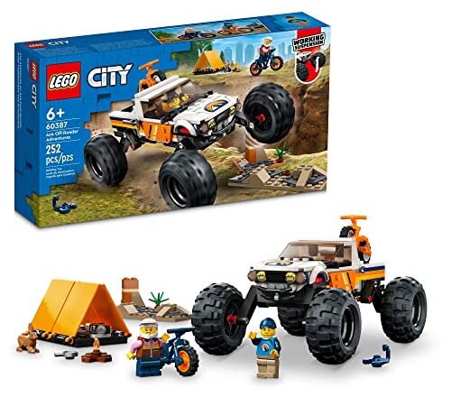 LEGO City 4x4 Off-Roader Adventures 60387, Camping Set, Monster Truck Style Car Toy with Working Suspension and Mountain Bikes, Vehicle Toys for Kids Ages 6 and Over