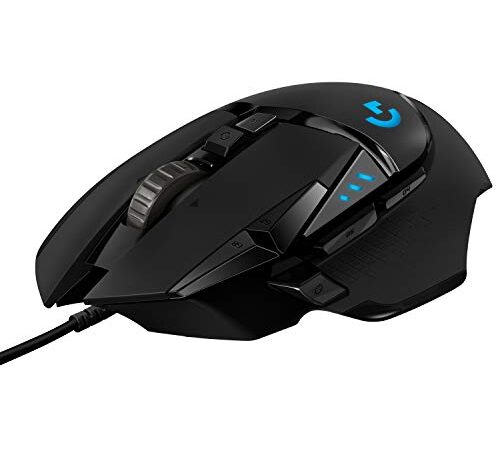 Logitech G502 HERO High Performance Wired Gaming Mouse, HERO 25K Sensor, 25,600 DPI, RGB, Adjustable Weights, 11 Programmable Buttons, On-Board Memory, PC / Mac, Black