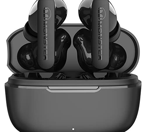 Monster N-Lite Clear Talk Wireless Earbuds Bluetooth 5.3 Headphones with CVC 8.0 Noise Reduction, IPX8 Waterproof in-Ear Stereo Earphones 60H Playtime, Bluetooth Earbuds with Fast Charging for Sport