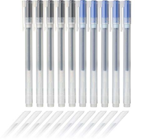 Muji Gel Ink Ballpoint Pens 0.5mm 2-color set Black-5 Pcs Blue-5Pcs