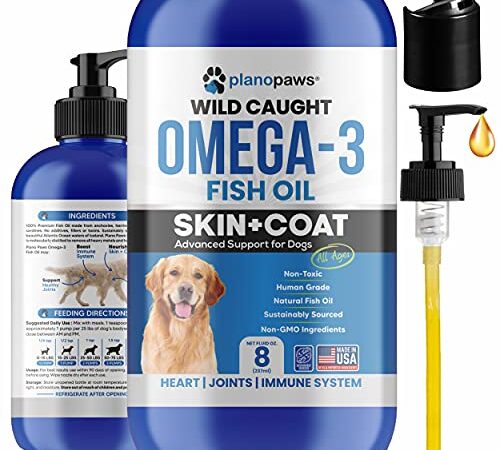 Omega 3 Fish Oil for Dogs - Better Than Salmon Oil for Dogs - Dog Fish Oil Supplement - Reduce Shedding & Itching - Supports Joints, Brain, Heart Health- Dog Skin and Coat Supplement - Fish Oil Liquid