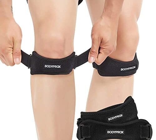 Patella Tendon Knee Strap 2 Pack, Knee Pain Relief Support Brace Hiking, Soccer, Basketball, Running, Jumpers Knee, Tennis, Tendonitis, Volleyball & Squats