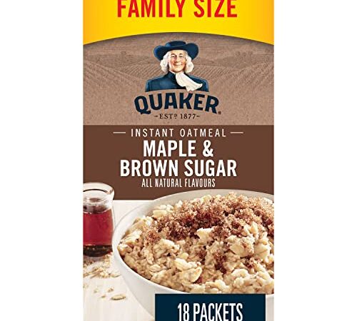 QUAKER Maple & Brown Sugar Family Pack Instant Oatmeal (18 Packets x 43 g), 774 g