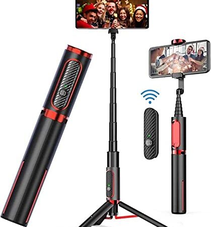 Selfie Stick Tripod, Selfie Stick with Remote - Wireless Selfie Stick Tripod for Apple & Android Devices - Portable & Lightweight Home Travel Use Tripod Selfie Stick