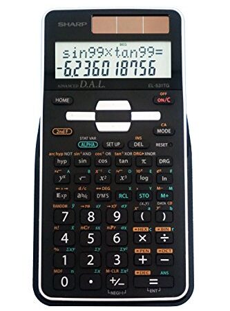 Sharp EL-531TGBBW 12-Digit Scientific/Engineering Calculator with Protective Hard Cover, Battery and Solar Hybrid Powered LCD Display, Great for Students and Professionals,Black and White