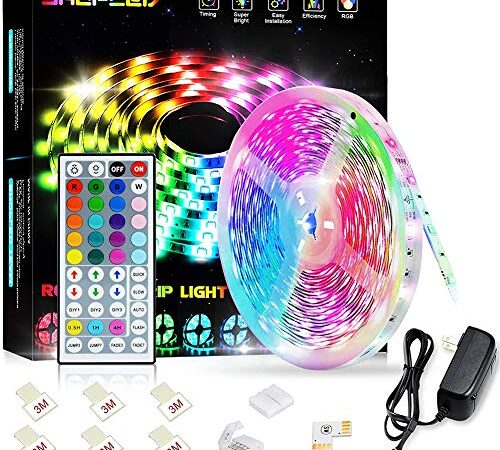 SHOPLED LED Strip Lights 16.4ft Flexible Color Changing LED Lights Strip for Bedroom, 5050 RGB LED Tape Lights with Remote, 24V Power Supply RGB LED Light for Room, Bar, Tv, Kitchen, Home Decoration