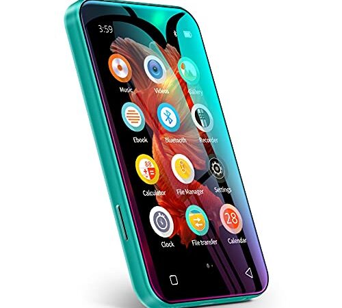 TIMMKOO MP3 Player with Bluetooth, 4.0" Full Touchscreen Mp4 Mp3 Player with Speaker, Portable HiFi Sound Mp3 Music Player with Bluetooth, Voice Recorder, E-Book, Supports up to 512GB TF Card (Green)