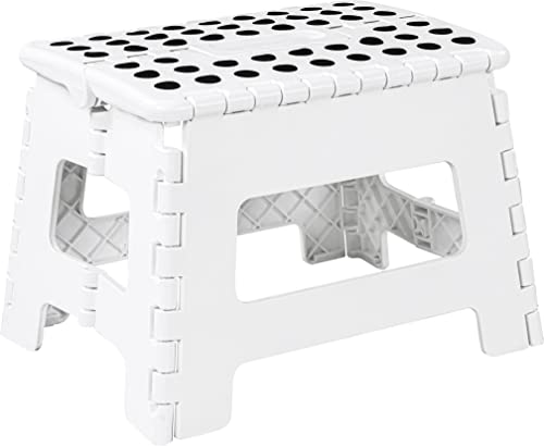 Utopia Home Folding Step Stool - (Pack of 1) Foot Stool 9 Inch Height - Holds Up to 300 lbs - Lightweight Plastic Foldable Step Stool for Kids, Kitchen, Bathroom & Living Room (White)