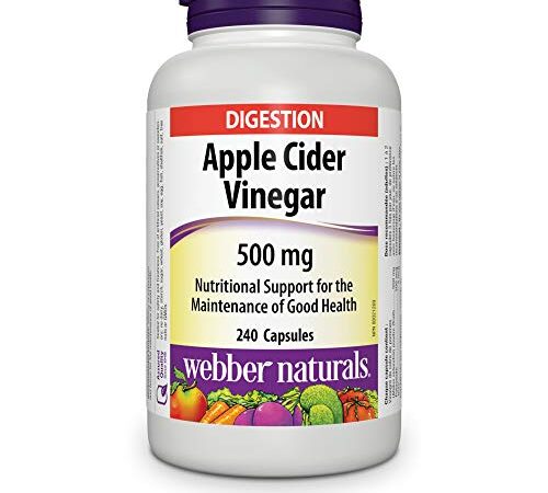 Webber Naturals Apple Cider Vinegar Capsules, 500 mg, 240 Count